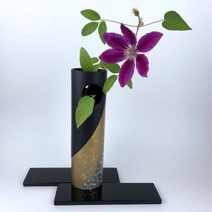 Japan Kanazawa Hakukogei Hakuichi Gold Leaf Bamboo Vase 1989